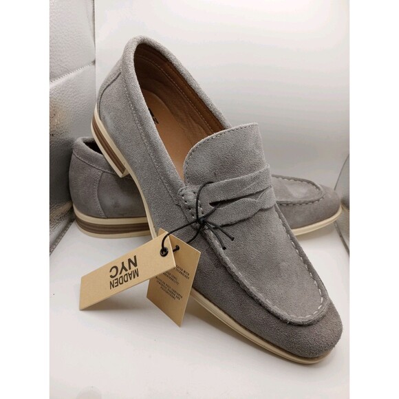 NEW Nwt Madden NYC Slip On Sz 9 Penny Loafers Shoe Men's Gray Suede Look Leather - Picture 7 of 10